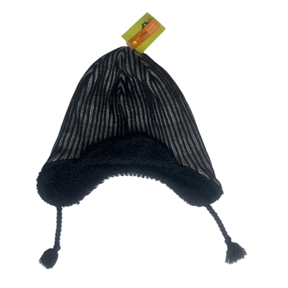 All In Motion Striped Sherpa Lined Trapper Hat Black OS Warm Lined